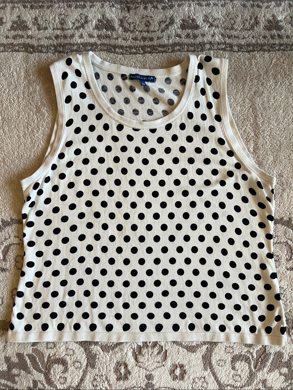 Talbots Black Polka Dot Sleeveless Tank